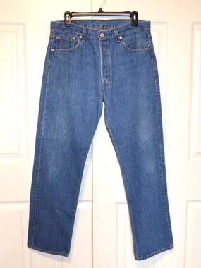 Levi Strauss Levi's 501 Button Fly Blue Jeans Mens 34 x 30 INSEAM 29" USA